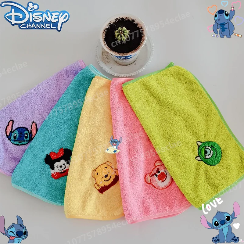 

5pcs Disney Stitch Cartoon Embroidered Baby Square Soft Skin Coral Velvet Hand Wipes for Kids Sweat Absorbent Face Wipes for Kid