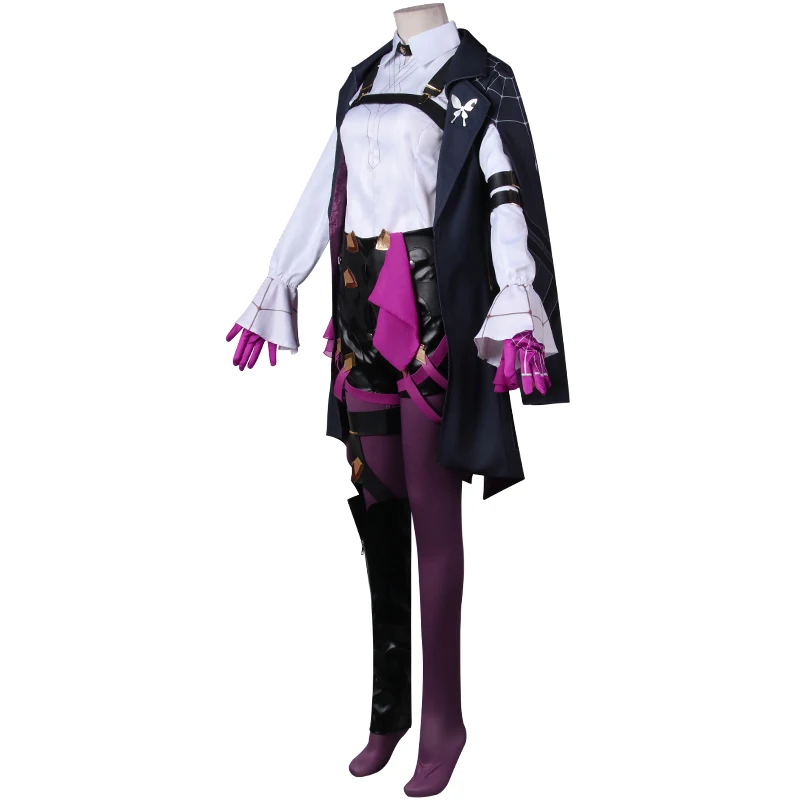 Honkai Star Rail Kafka Cosplay Costume Wig Woman Girls Combat Uniform Halloween Party Role Play Clothing Set Gloves Stockings