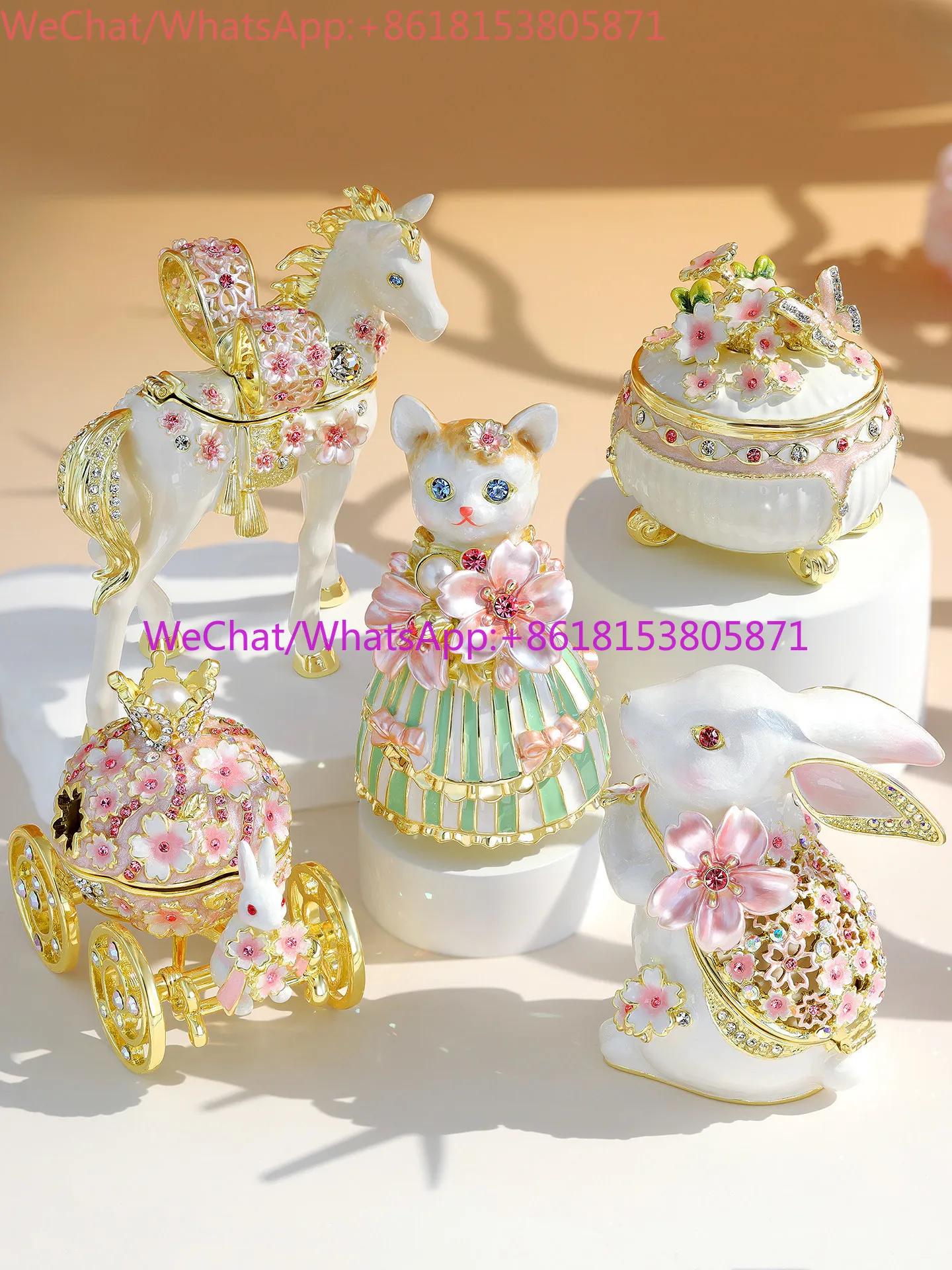 High-end enamel cherry blossom jewelry storage box marriage proposal high-value wedding gift