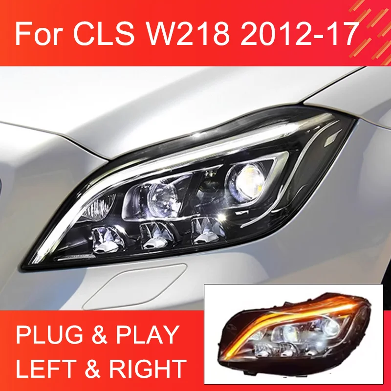 

Светодиодные обновленные фары для Benz CLS W218 2012-2017, фары Plug and Play, светодиодные DRL, анимационные фары, обновленные фары