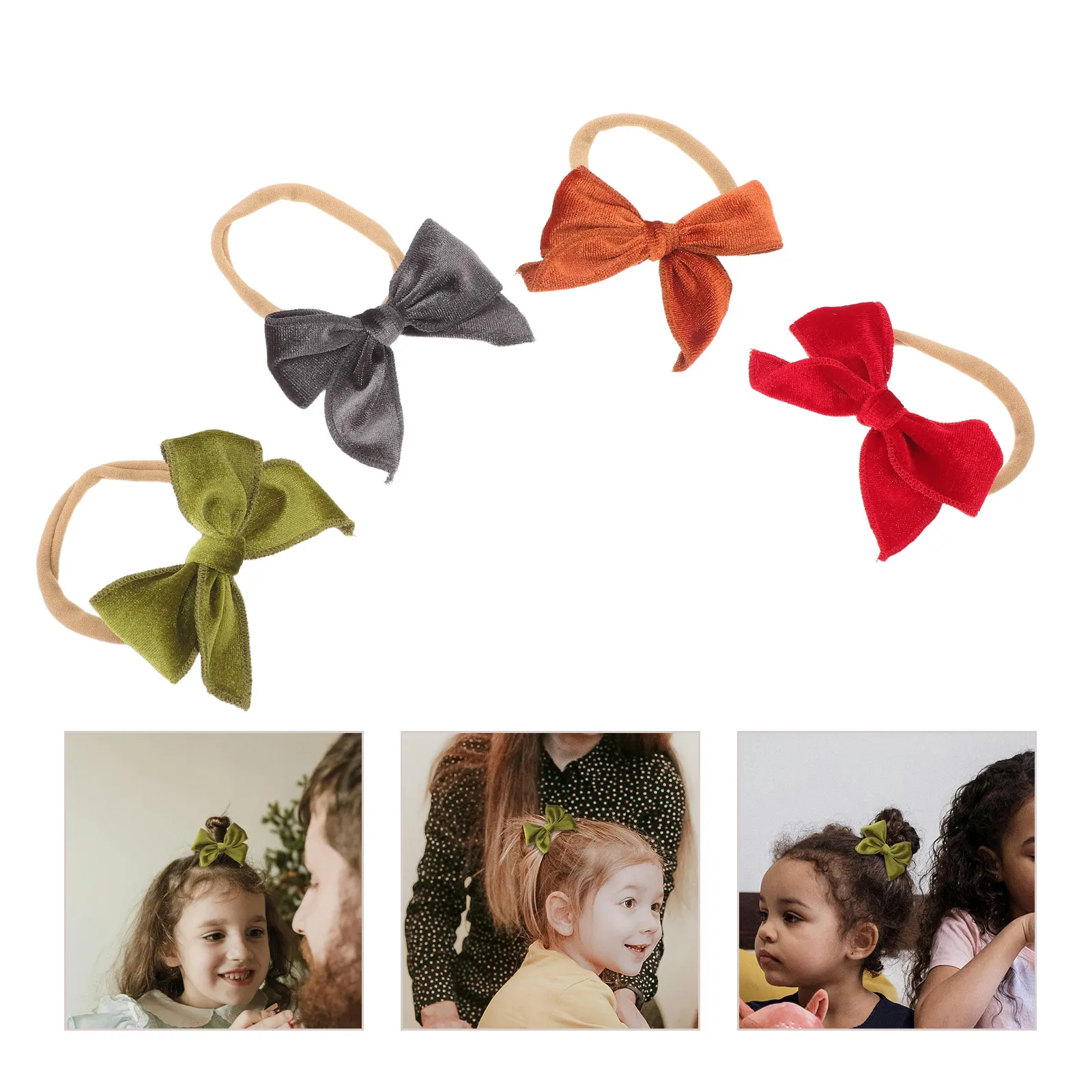 

4pcs Baby Bow Headbands Soft Elastic Hair Accessories For Newborn Holiday Photography Everyday Wear Infant Girls Fashion