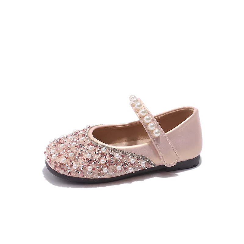 Zapatos de cuero de princesa para niñas, zapatos de cristal para niñas, medianos y grandes, occidentales, primavera y otoño, nuevos, 2024