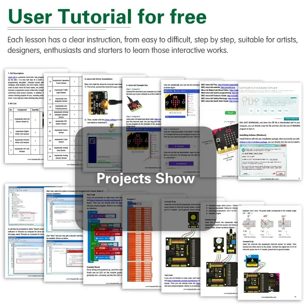 Keyestudio micro:bit v2 45 em 1 sensor starter kit eletrônico diy para bbc micro:bit v2 com caixa de presente kit programação + 58 projetos