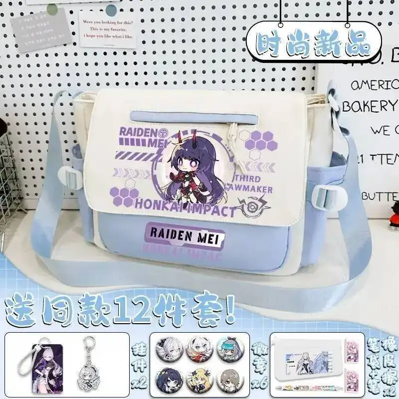 Anime Game 2025 Honkai Impact 3 Cos Bronya Raiden Mei Kiana Etc. Unisex Flip-Top Campus Tutoring Bag Gift