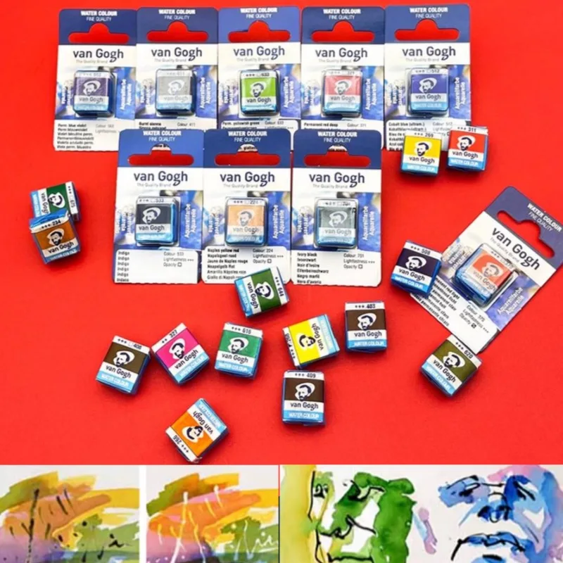 

Van Gogh Half-solid Watercolor Concentrated Pigment Color Blocks Art Supplies Hand-drawn Illustration Color Grading Water Color