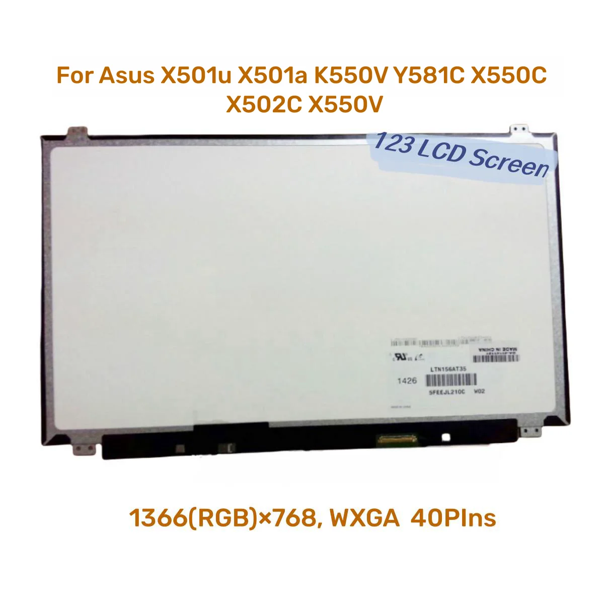 

15.6 inch lcd matrix For Asus X501u X501a K550V Y581C X550C X502C X550V laptop lcd led screen display slim 40pin 1366*768