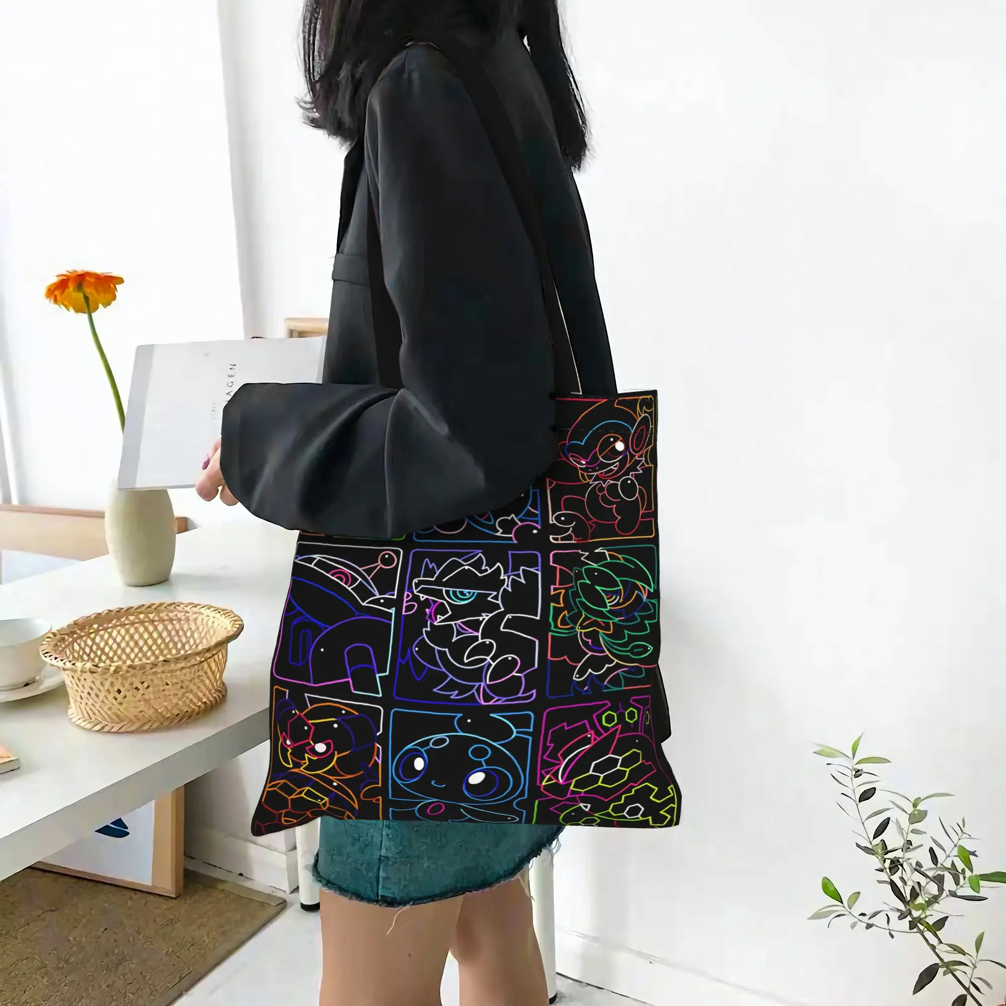 Fashion Pokemon Halloween Gengar Women's Bag Shopping Bag  Canvas Tote Bag Women'S Shoulder Handbag Christmas Gift