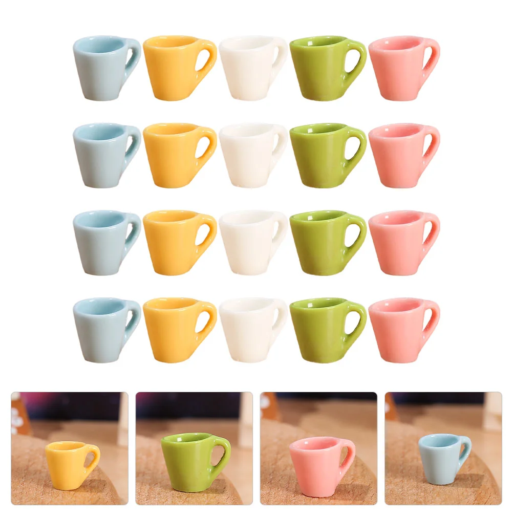 

20 Pcs Simulation Cup Miniatures Plant Pots to Paint Kits Dollhouse Coffee Cups Water Tea Mug Playing Decor Child