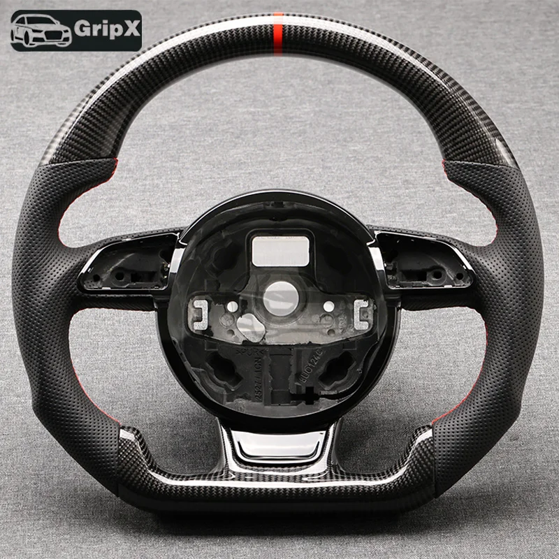 

Используется дляVolant personnalisé réel pour Audi A3 A4 A5 RS6 RS7 Q3 Q5 volant perforé volant à fond plat en Fiber de carbone