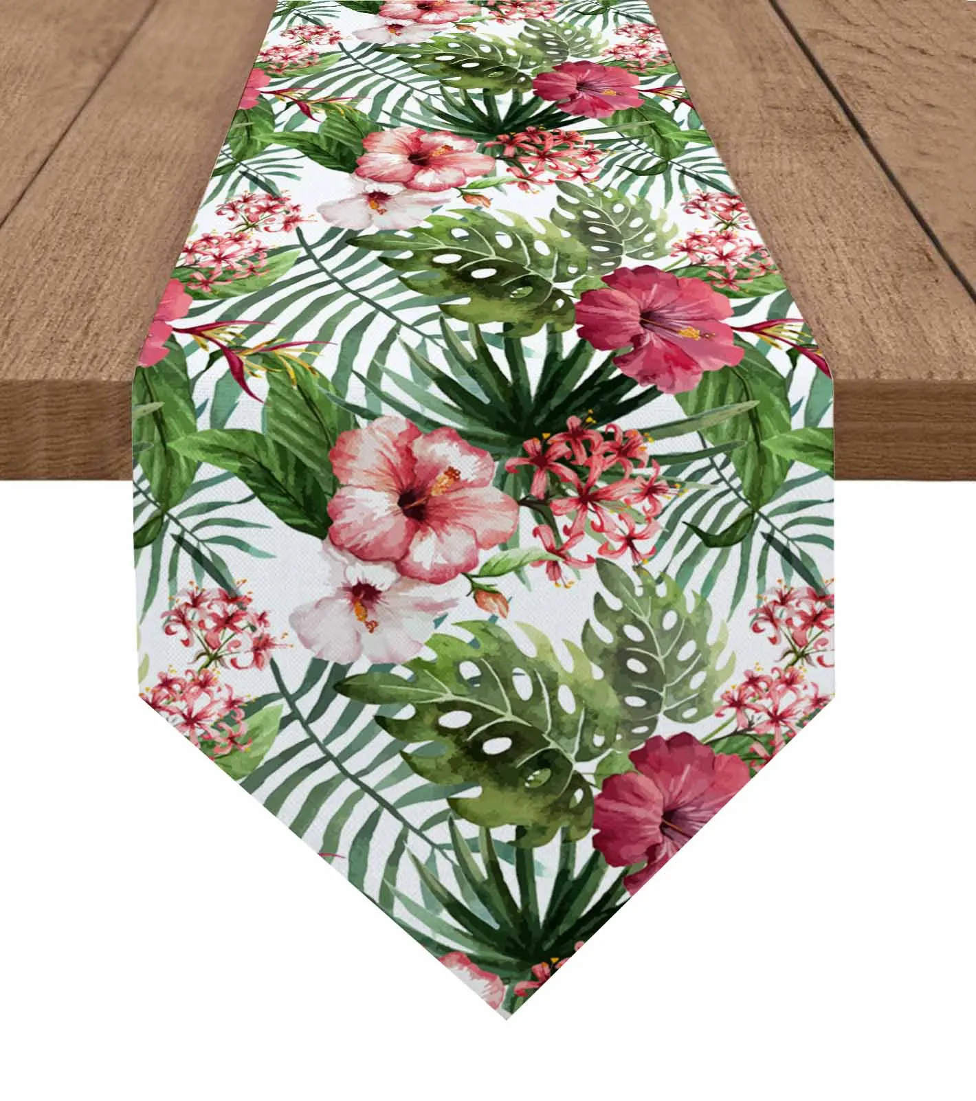 

Tropical Plants Flowers Summer Table Runner Wedding Party Dining Table Runner Placemat Home Kitchen Table Decor