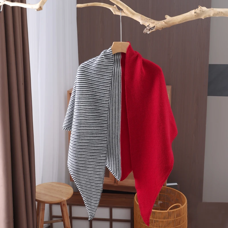 

Autumn And Winter Wool Knitted Triangle Scarf Women's Sweater With Warm Scarf And Color Matching Shaw