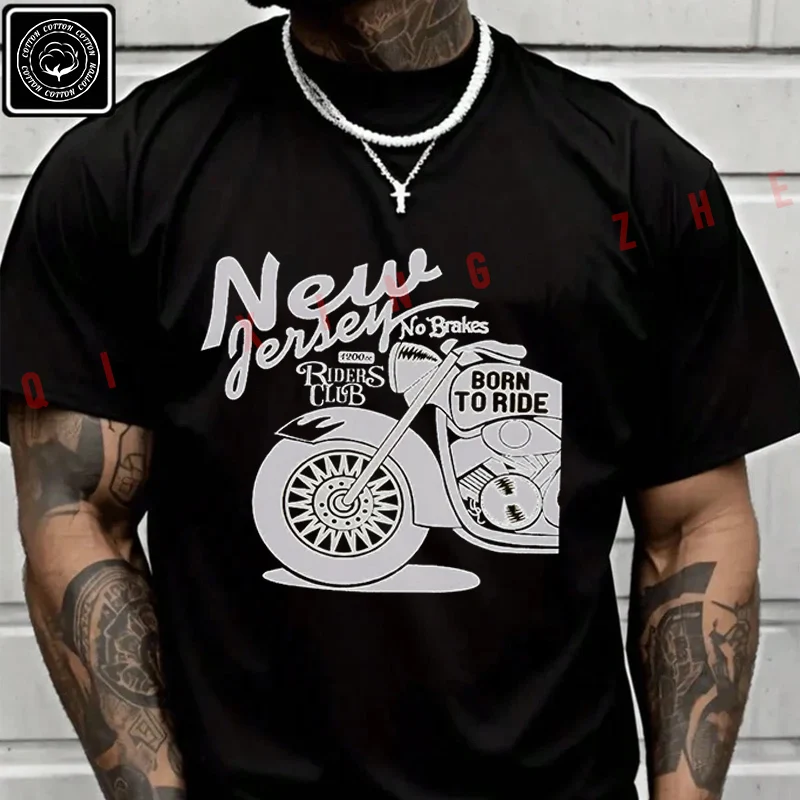 

JERSEY NO BRAKES BORN TO RIDE BIKERSHIRT MOTO T-Shirt Cotton Fans Men New Fashion Summer Short Sleeve Printing O-Neck T Shirt