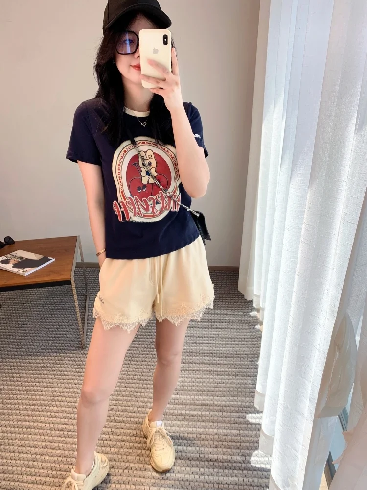 

Летний тонкий хлопковый топ Slim Fit с круглым вырезом и мультяшным принтом для женщин от THOEY CHEN