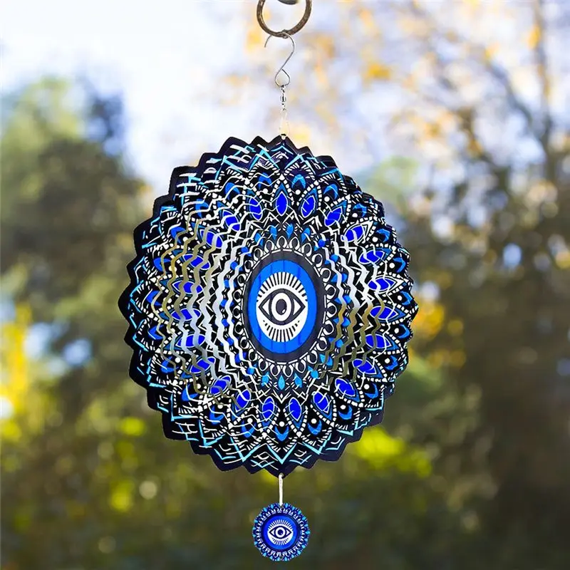 Mandala Eye Wind Spinner Metal 3D Rotating Windchimes Luxury Art Garden Hanging Outdoor Decoration, Easy To Use