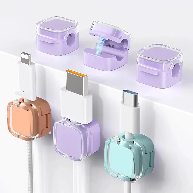1-6PCS Magnetic Desktop Cable Clip Cable Holder Adhesive Wire Keeper Cord Cable Organizer For Home Office Under Desk Management
