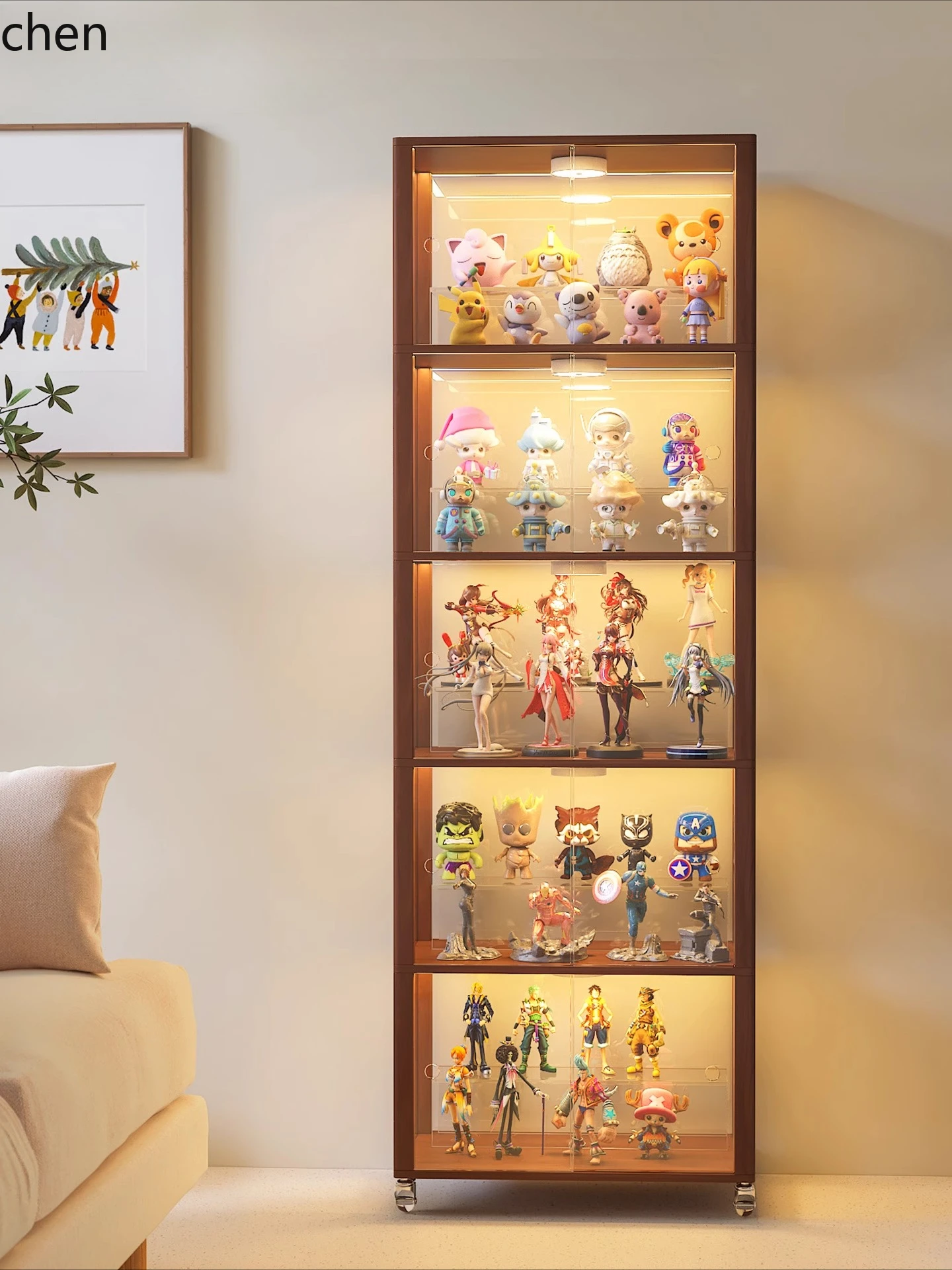 ZML acrylic display stand multi-layer figure solid wood storage cabinet display cabinet floor
