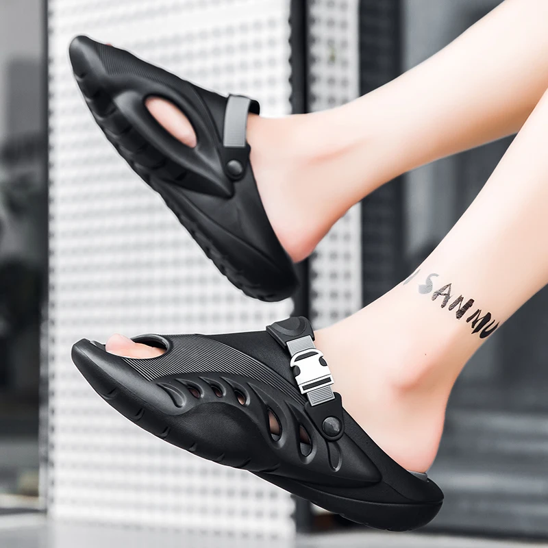 

Летние мужские сандалии высокого качества, повседневная обувь из ЭВА с отверстиями, сабо, домашний сад, уличные мужские пляжные нескользящие тапочки на платформе, zapatos