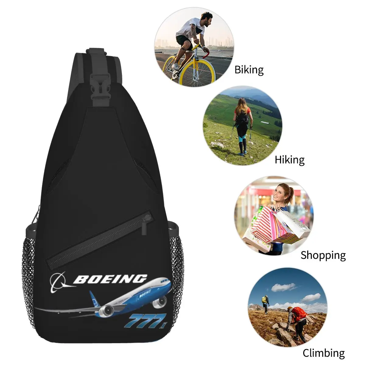 Boeing 777x-900 Aircraft Sling Bag Chest Crossbody Shoulder Sling Backpack Travel Hiking Daypacks Aviation Fans Men Women Bag