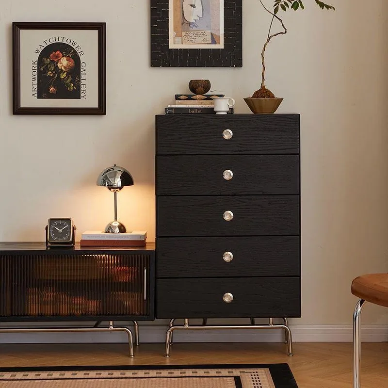 

Solid wood American retro bedroom eight bucket bedside locker antique storage living room storage side TV cabinet chest