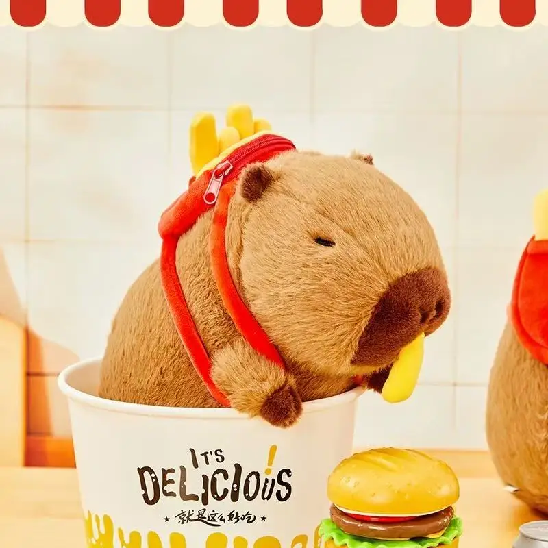 

Cute Capybara Plush Toy with chips Capybara Doll Stuffed Animals Bag Pendant Gift Genuine TOY
