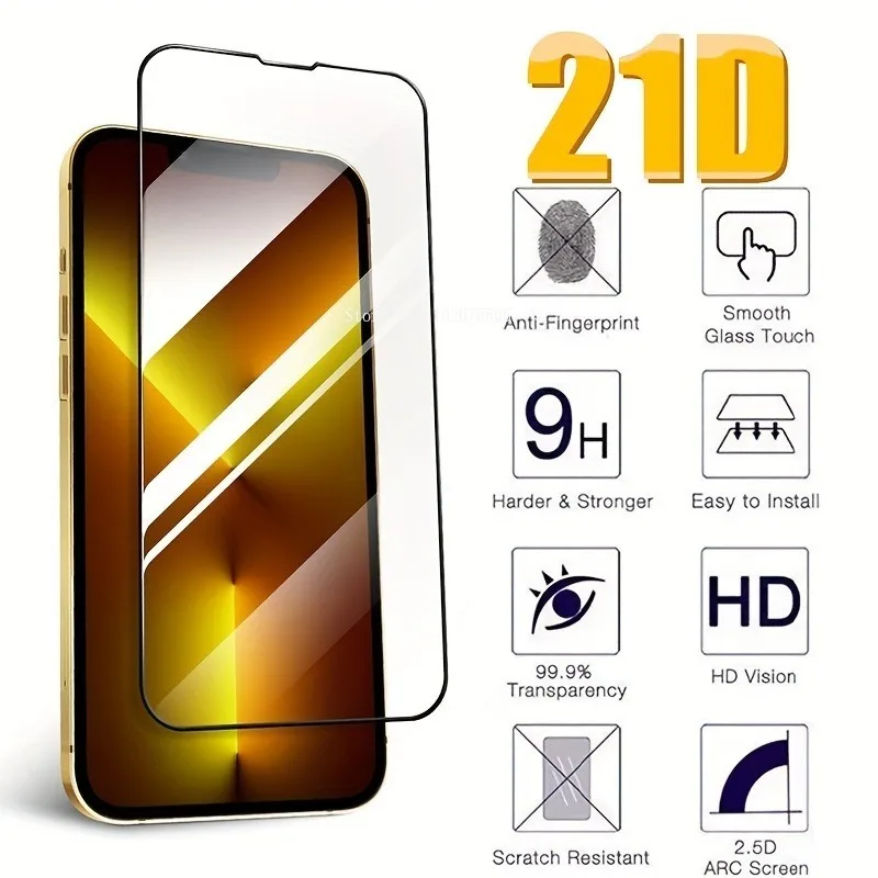 

2Pcs Tempered Glass For iPhone 14 15 Pro Max 13 12 Mini 11 Pro Screen Protector For IPhone 6 7 8 14 Plus X XR XS Max SE 20 Glass