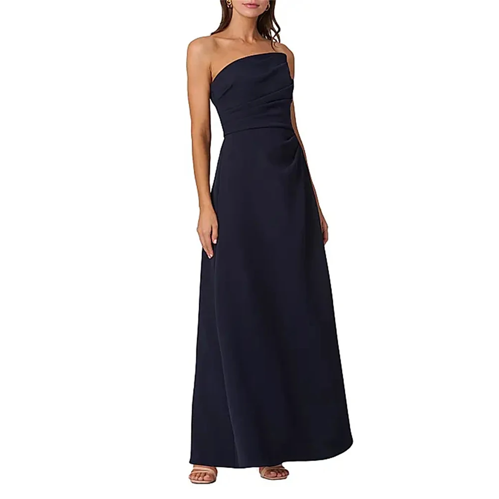 Mother Of Bride Dresses Wedding Strapless Pleated Mother Dress Elegant Column Formal Evening Gowns Women's Wedding Party Attire