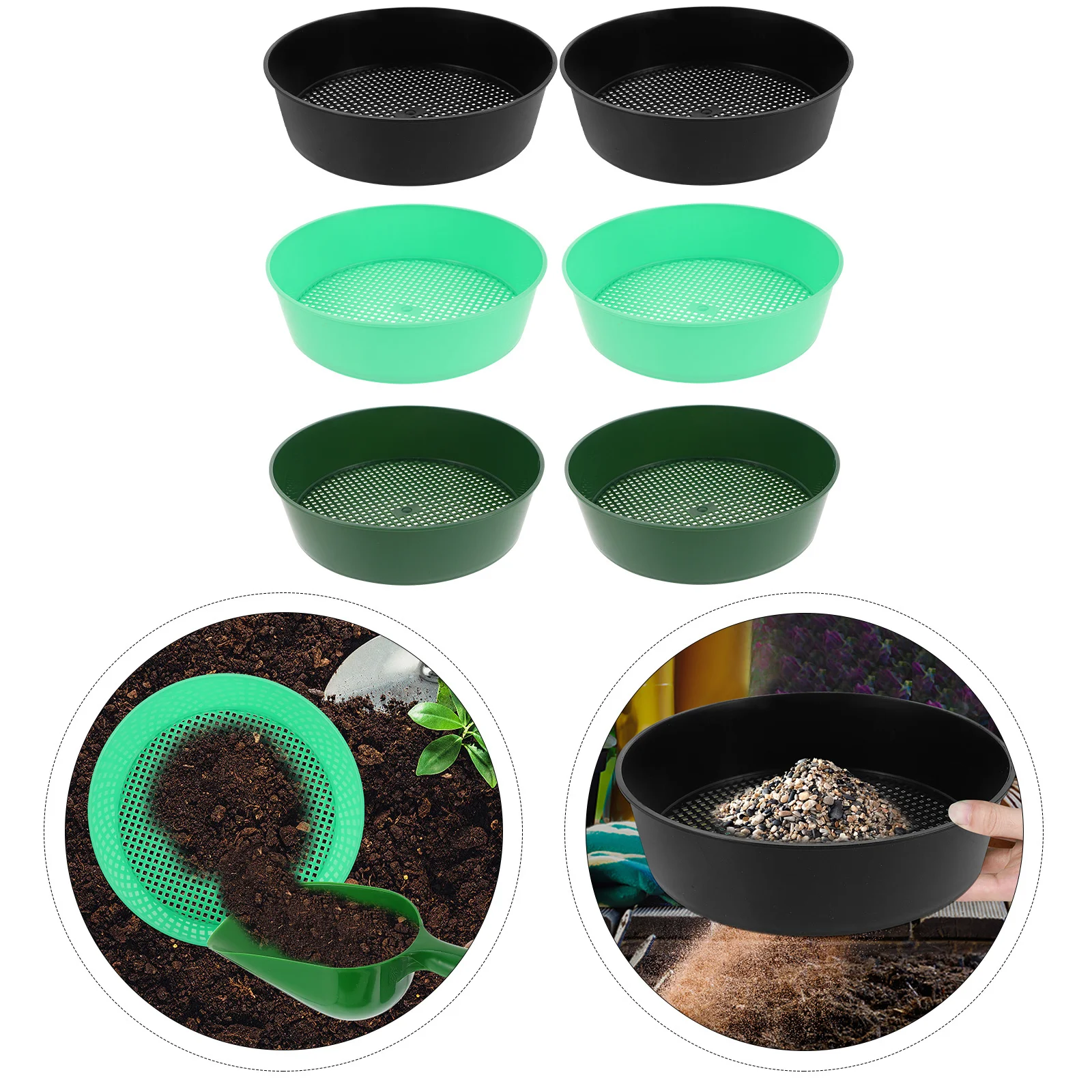 

6Pcs Garden Sieve Tool for Soil Sifting Plastic Compost Sifter with Large Capacity Mesh Pan Gardening Sand Dirt Screen