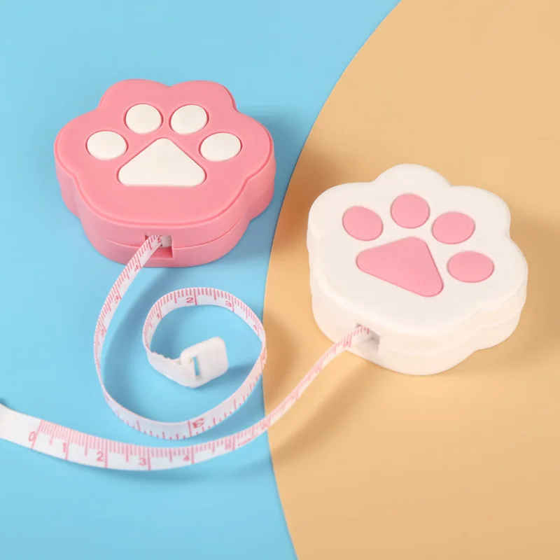 Cute Portable Cat Paw Tape Réguas, Ferramentas de Medição do Corpo, Pequena Régua Flexível Macia Kawaii, Suprimentos para Estudantes Escolares,