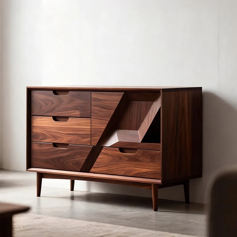 

New Chinese-style solid wood dining side cabinet, living room wall locker, modern simple tea cabinet storage cabinet