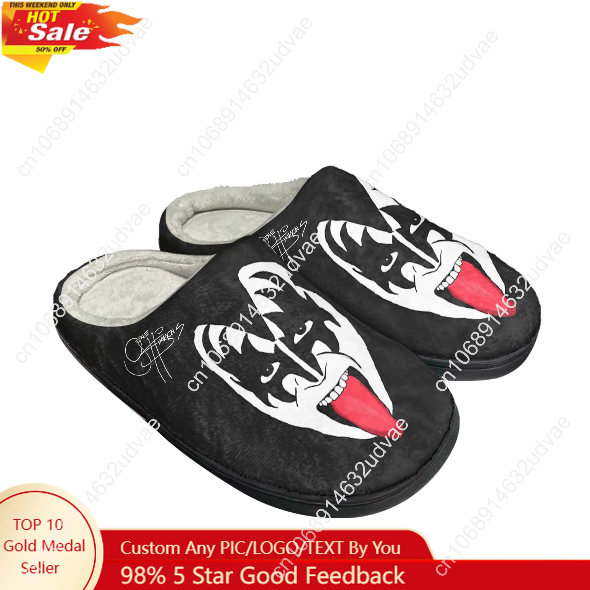 

Gene Simmons Cotton Slippers Mens Womens Keep Warm Shoes Home Plush Bedroom Footwear Custom Made Thermal Slipper