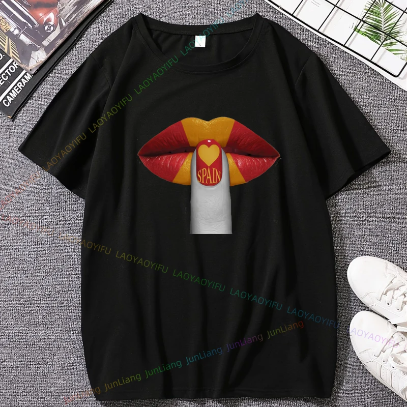 اسبانيا العلم الوطنيين الاسبانيين الرجال النساء موضة قصيرة الأكمام بلايز 100% القطن الشارع الشهير الجرافيك تي شيرت ملابس للرجال 2024 Y2k