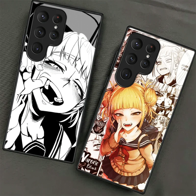 MHA My Hero Himiko Toga Tempered Glass Phone Case for Samsung Galaxy S24 S25 S26 Ultra Edge S23 FE S22 Plus S21 + S20 Shockproof