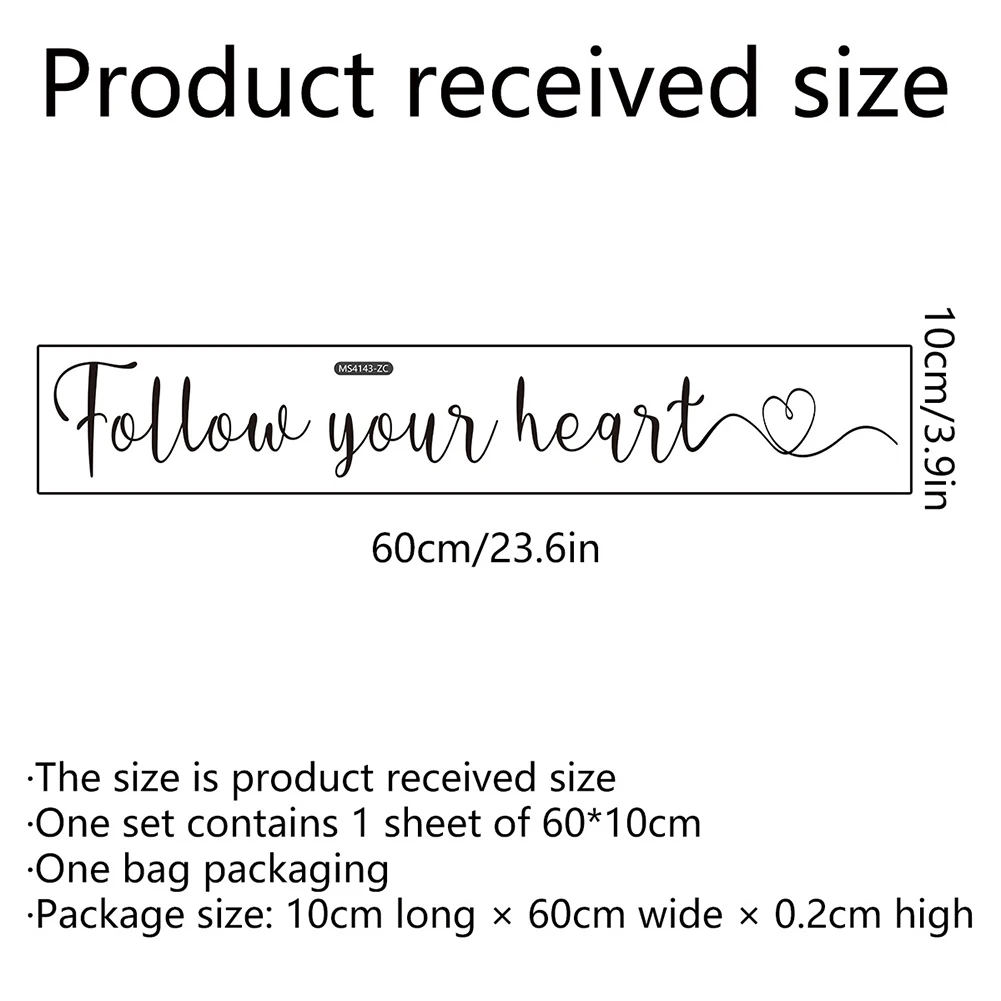 Wall Sticker Sticker PVC Text Follow 60cm*10cm Background Sticker Decorative For Clean Smooth Walls High Quality