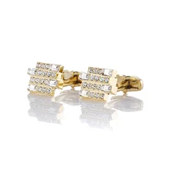 Fashion Luxury Gold Plated Rhinestones Cufflinks For Mens High Quality Crystal Buttons Father Groom Favors Jewelry Gifts