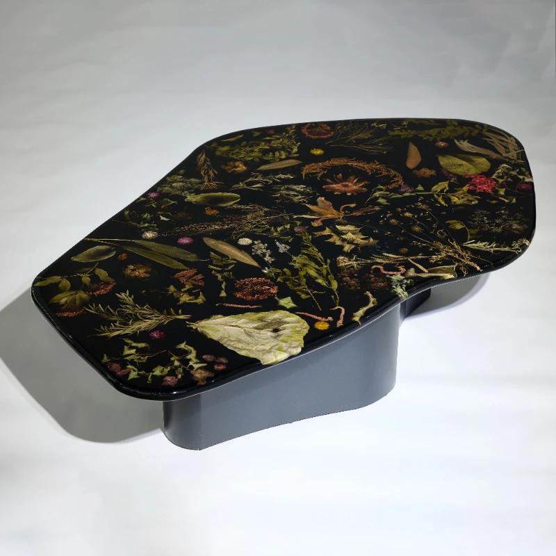 Top quality luxury natural, real flower acrylic crystal coffee table/low table/dining table