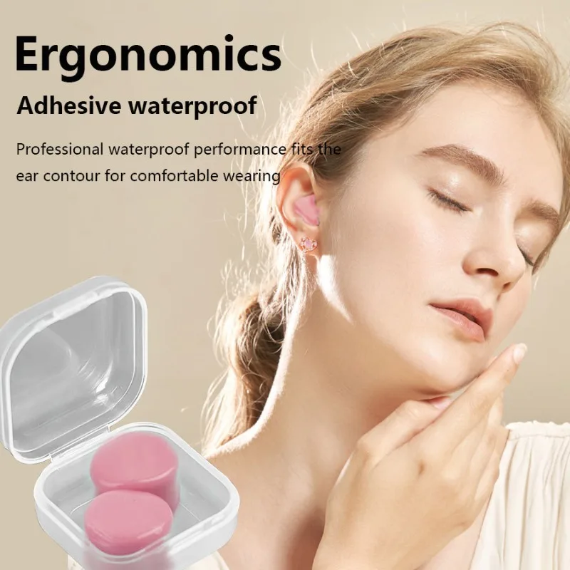 

2pcs Reusable Silicone Earplugs Kids Adults Noise Cancelling Soundproof Ear Plugs Anti-Noise for Study Work Swimming Sleeping