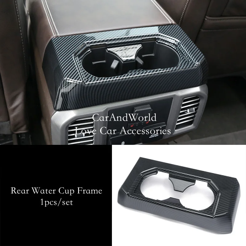 ABS Rear Water Cup Holder Frame Air Condition Outlet Vent Decorative Cover Trims Car Accessories For Ford Raptor F150 2017-2020