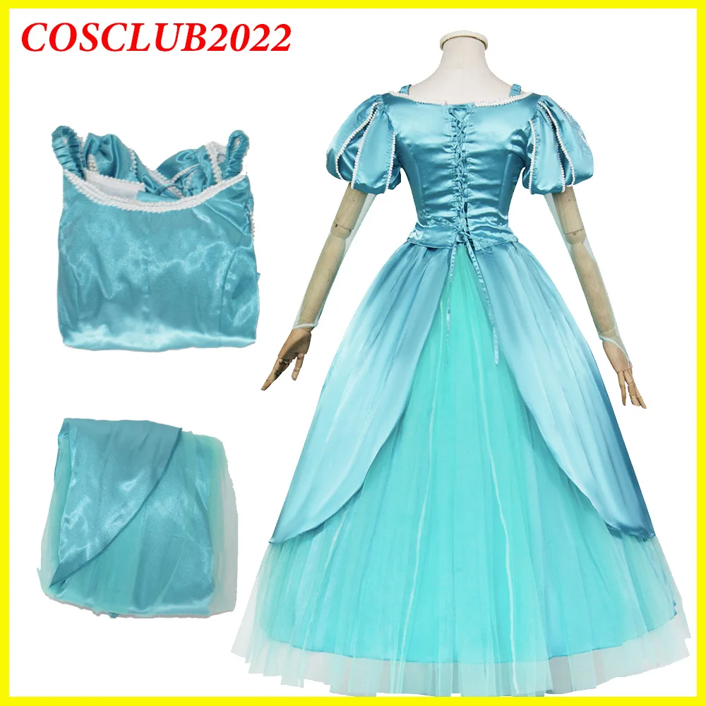 

Fantasia Ariel Cosplay Costume Set Movie Mermaid Roleplay Blue Dress for Women Disfraz Suit Outfits Halloween Carnival Clothing