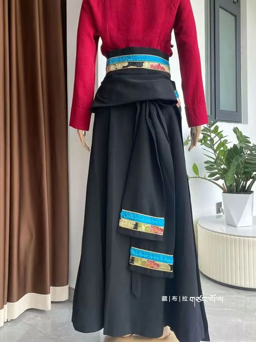 Guozhuang Dance Tibetan Style Skirt Fake Robe Costume Dancing Dress Fashionable Lace Wrap Hot Sale