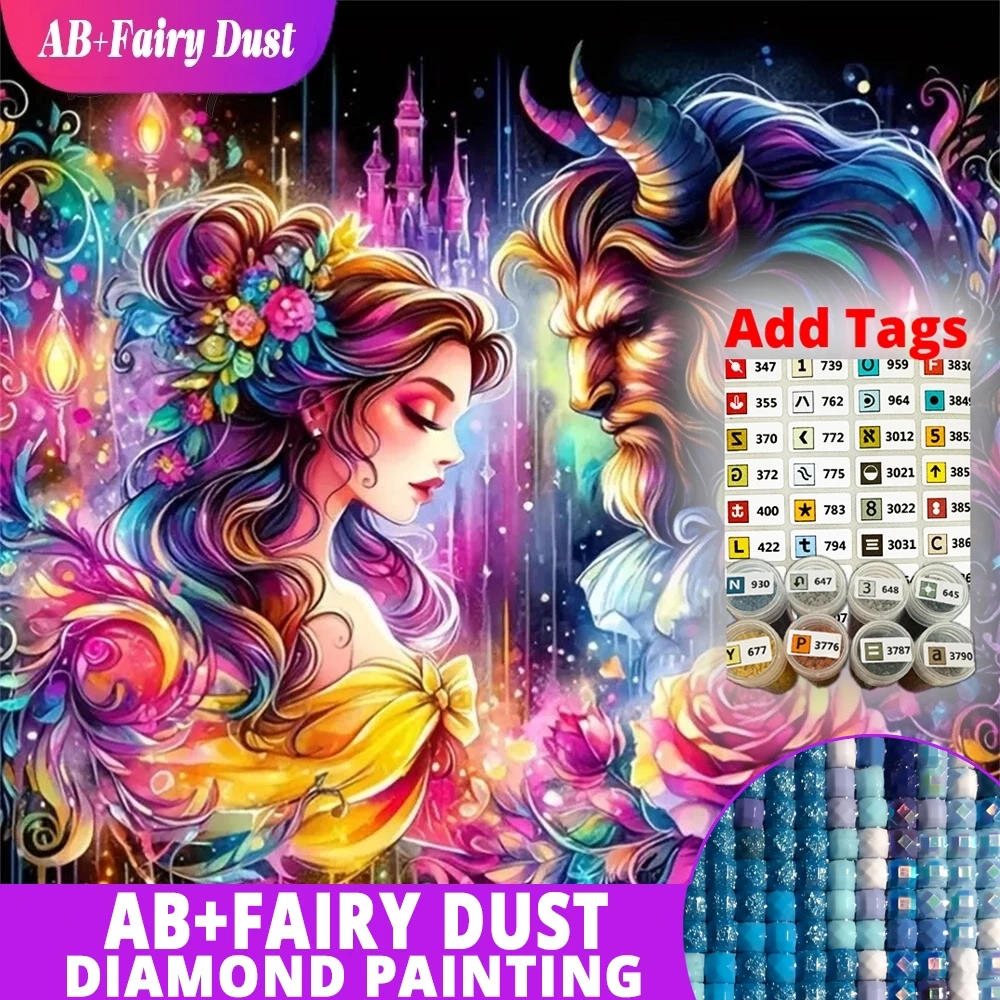 

AB Fairy Dust Disney Diamond Mosaic Beauty And The Beast Cartoon DIY Painting Princess Belle Pattern For Adults Beginners Wall D