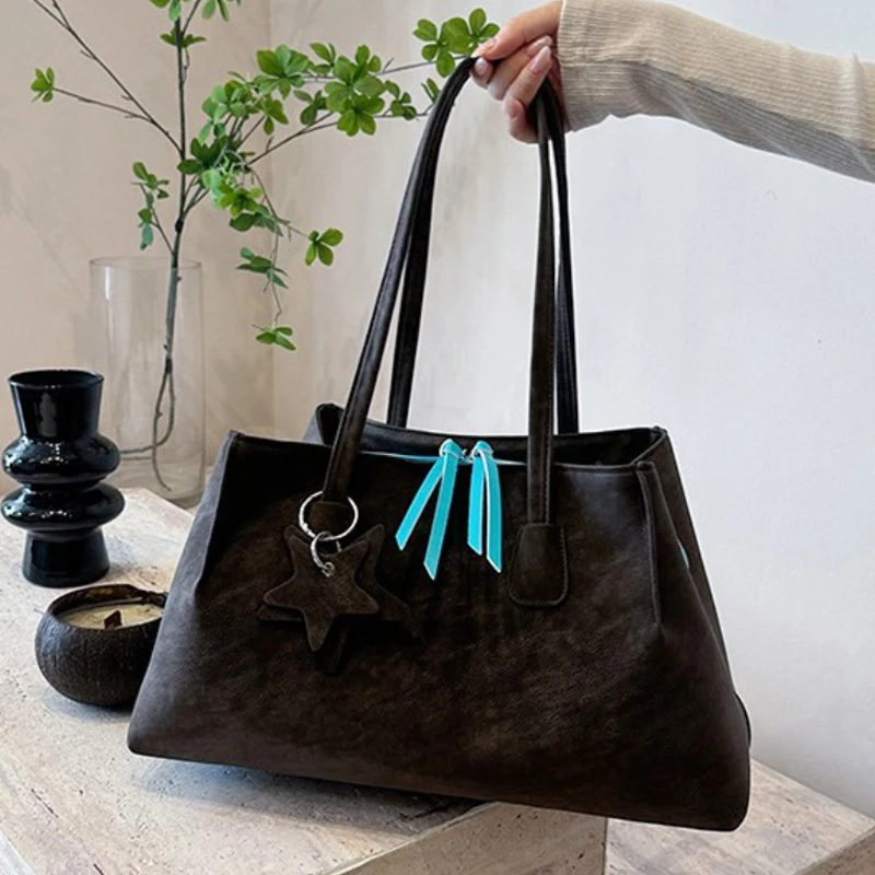 Damen-Tragetasche, mehrschichtige Schultertasche mit großem Fassungsvermögen und Reißverschluss, Damen-Vintage-Handtasche mit mattiertem Finish, ideal für Büro, Pendel und den täglichen Gebrauch, mit Tragegriff. – Detail 17
