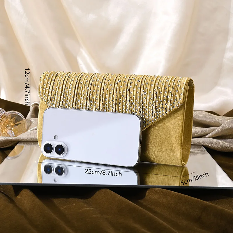 المرأة المغلف مساء حقيبة بريق السيدات سلسلة حقائب كتف لامعة فضية طويلة محفظة الإناث حفل زفاف براثن حقيبة يد صغيرة #5