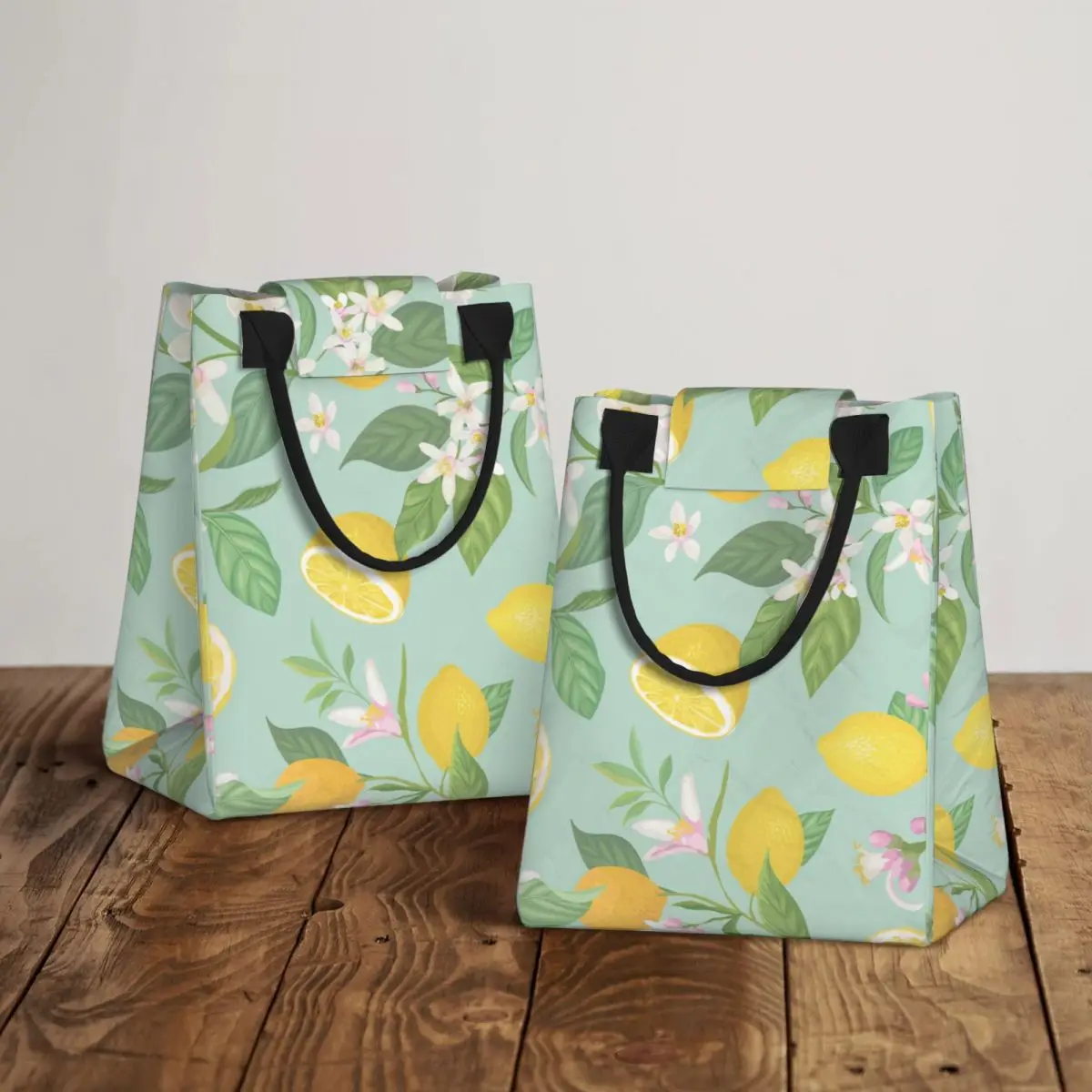 Portable Lunch Bag Fresh Cooler Pouch Convenient Lunch Box Tote Plant Fruit Lemon Floral Container Bag