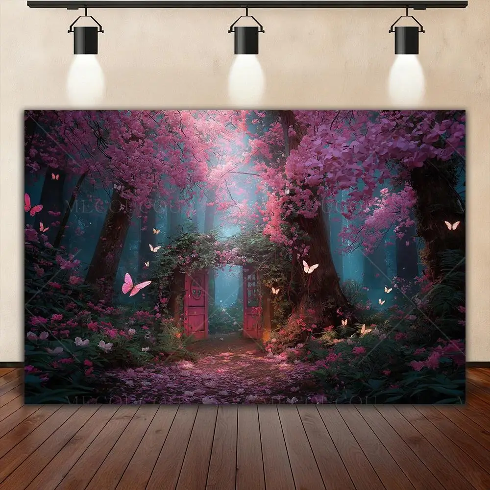 Castle Turret Ivy Cloud Wildflower Firefly Photography Background Enchanted Tree Rainbow Arch Brook Studio Backdrops CT-04