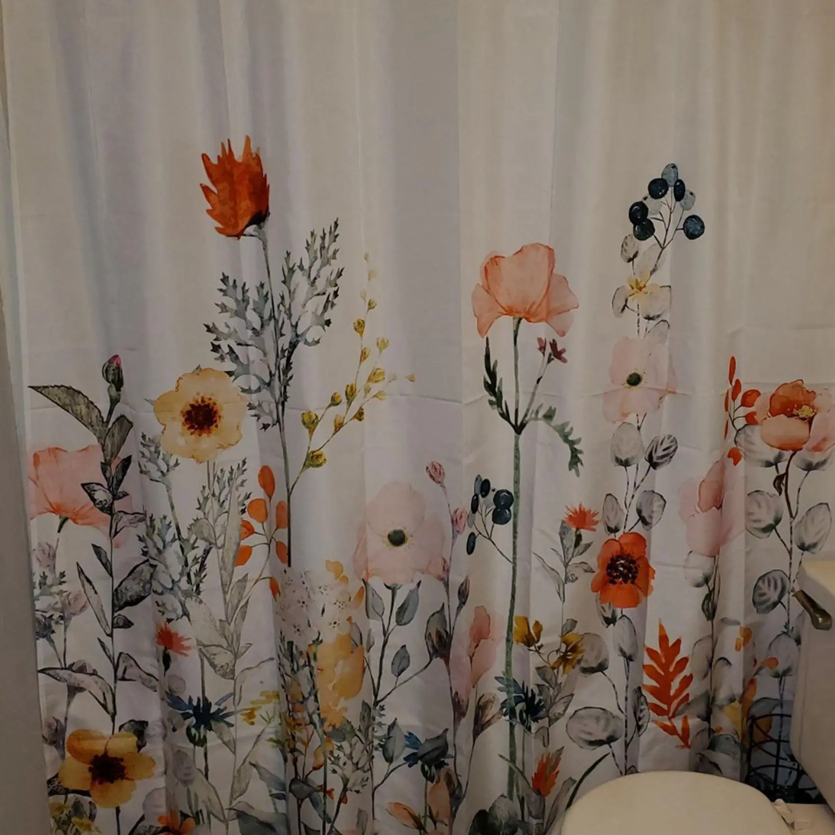 

2Pcs Floral Shower Curtain With 24 Hooks Watercolor Botanical Flowers Decorative Bath Curtain Modern Bathroom-AS97