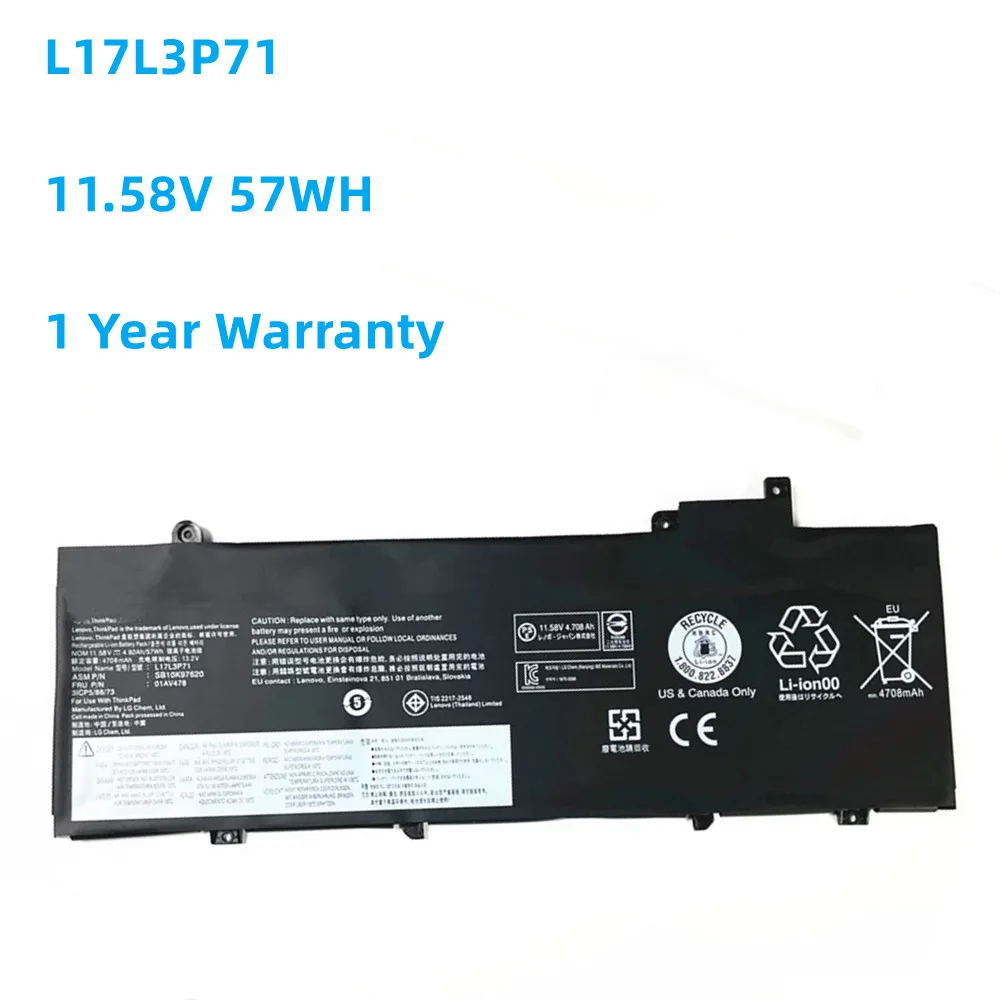 

L17L3P71 L17M3P71 L17S3P71 11.58V 57WH Laptop Battery for ThinkPad T480S Series 01AV478 SB10K97620 01AV479 SB10K97621 01AV480