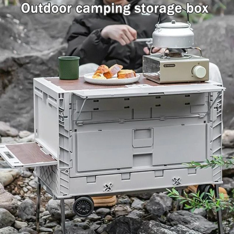 

Outdoor Camping Storage Box Folding Trunk Hand-Pulled Wheeled Storage Boxes Large Capacity Car Camping Picnic Folding Trolley