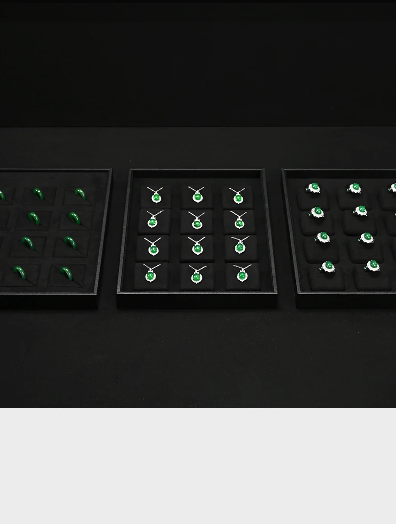 Oirlv Schmuck-Organizer mit 12 Fächern, Off-White, Grau, Schwarz, Schmuckablage für Ringe, Ohrringe, Halsketten, Anhänger, Samt-Box – Detail 4