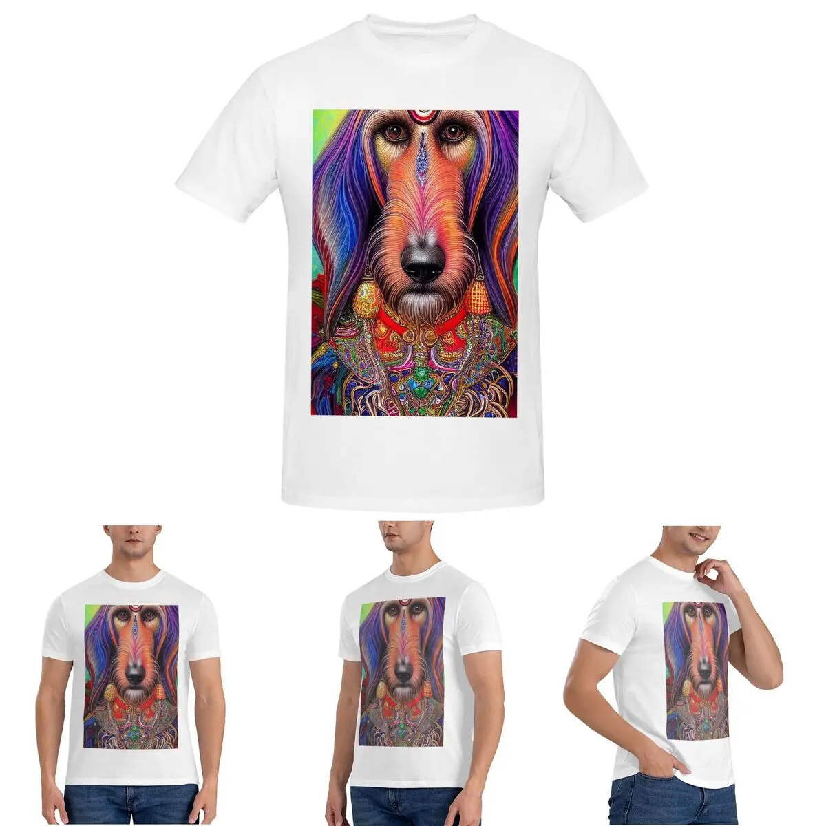 

Tribal Afghan Hound Dog Art T-Shirt for Men Cotton Plus Size T Shirts Men's Tees Short Crew Neck Summer Clothes Tops S-6XL