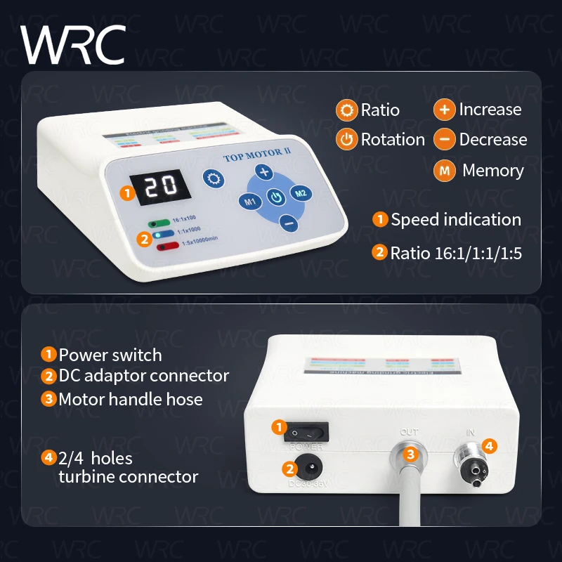 TOP MATOR 2 Dental Brushless LED Micro Motor External Spray Electric Motor NEW Blue Smart Touch Screen Dental Equipment